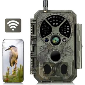 WiFi Game Hunting Camera Trail Cam 48MP 1296P Wireless Wildlife Planting Researching Camera Invisible Night Vision Motion Activated 0..1S Trigger Speed IP66 Waterproof