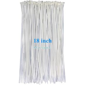 White Clear Zip Ties 18 inch Large Cable Ties Wraps 80 Pieces Outdoor Use Long Plastic Ties with 65 Pounds Tensile