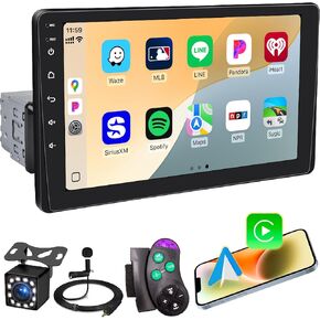 9" Single Din Car Stereo with Wireless Apple Carplay, Car FM Radio Bluetooth 5.2, 1024 * 600 IPS Touchscreen Big Screen, Android Auto, Backup Camera, Car Audio Receiver, GPS Navigation, 180 Watts