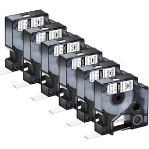 6 Pack Compatible for Dymo Rhino 18051 6mm 1/4 inch Black on White Industrial Heat Shrink Tube Labels for Rhino 3000 4200 5000 5200 3M Label Maker Refills