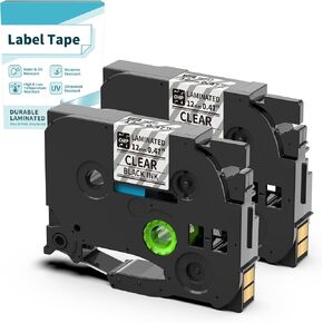 3B11Z Tape 12mm 0.47 Laminated Clear for D210S H1100 D480BT E1000 P3200 P780BT Label Maker 1/2 inch x 26.2 ft Compatible for Brother P Touch PTD210 PTD200 PTH100 D400 1180 1280 1890 Label Maker