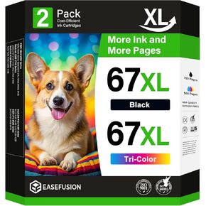 67XL Ink Cartridges Black Color Combo Pack Replacement for HP Ink 67 HP67XL 67 XL Compatible with DeskJet 2755e 2700 2700e 4155e 4100 Envy 6000 6055e 6455e Printer