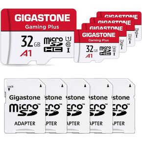 [Gigastone] Micro SD Card 32GB 5-Pack, Gaming Plus, MicroSDHC Memory Card for Nintendo-Switch, Wyze Cam, Roku, Full HD Video Recording, UHS-I U1 A1 Class 10, up to 90MB/s, with MicroSD to SD Adapter