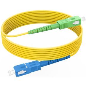LC UPC SC UPC Single Patch Cable (0.5m/1.6ft), LC/UPC to SC/UPC Fiber Optic Internet Cable, Single Mode LC to SC Simplex, 9/125um LSZH Yellow OD-3.0mm 𝙍𝙖𝙢𝙗𝙤𝘾𝙖𝙗𝙡𝙚𝙨