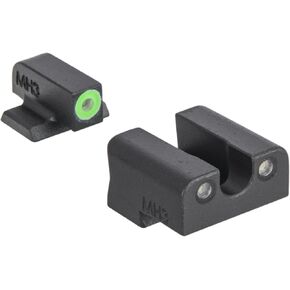 MEPRO Hyper-Bright tritium Night Sights Compatible with Canik TP Series (New Models), Green tritium dots,Extra Bright Colored Front photoluminescent Night Sight U-Notch Rear by Meprolight