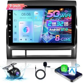 8 Core 5Ghz WiFi Car Radio Stereo for Toyota Tacoma 2005-2015,9" IPS Touch Screen Android 12 Car Radio Headunit CarPlay and Andriod Auto for JBL DSP SWC AM/FM/RDS Backup Camera,2G+32G