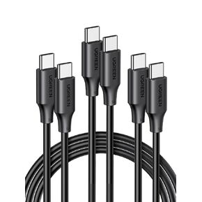 UGREEN 100W 3-Pack USB C to USB C Cable, Fast Charging USB C Charger Cable Compatible with iPhone 16/16 Plus/16 Pro/16 Pro Max/15, MacBook Pro 2022, iPad Pro 2022, Galaxy S24/S23 Ultra, Pixel, 6.6FT