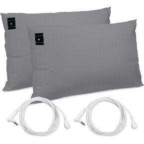 2PCS Grounding Pillowcase with Grounding Cord, Contains 5% Silver Fibers, Cotton Grounding Pillowcase, Improve Sleep, Relieve Pain (20x30IN, White)