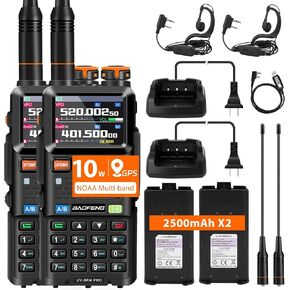 BAOFENG UV-5RM PRO 10W GPS Ham Radio Long Range 2 Pack, Multi-Band GMRS Handheld Radio 5RM PRO Two Way Radio for Adults, Rechargeable Walkie Talkies With Type-C Charging 2500mAh Battery & 640 Channels