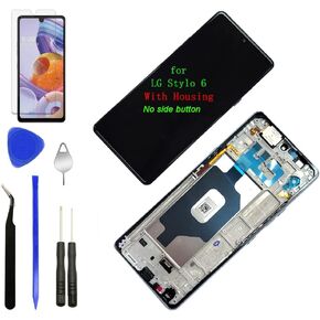 LCD Display Touch Screen Digitizer Assembly Replacement for LG Stylo 6 Q730 Q730AM Q730TM +Tools with Frame Housing (No Side Button)
