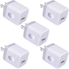 Single Port USB Charger,UorMe 1A 5V Wall Plug USB Power Adapter 5 Pack for iPhone 15 Plus 14 Pro Max/13/12/11/X/8/7/6S/6Plus,Samsung Galaxy S23 Ultra/A15/A14/A13/S22/S20 Ultra/S10/S9 Note 20,HTC,Moto