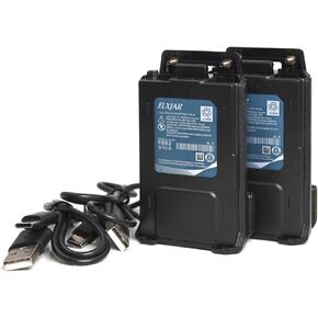 (2-Pack) 7.4V 2500mAh BL-5 Replacement Extended Battery, Compatible with UV-5R UV-5RTP UV-5R Plus UV-5RX3 BF-F8HP RD-5R UV-5X3, BF-F9 Two Way Radio with USB C Cable (2500mAh Thicker Version)