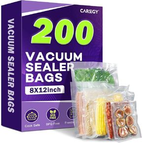 CAREGY Vacuum Sealer Bags 400 Quart 8" x 12" with BPA Free for Food Storage Meal Prep or Sous Vide