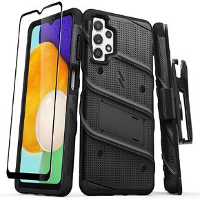 مجموعة ZIZO Bolt Bundle لهاتف Galaxy A13 / A13 5G مع واقي شاشة وحبل بمسند وحافظة - أسود