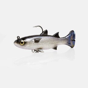Savage Gear Pulse Tail Mullet RTF Fishing Bait, 1 1/3 oz, Silver, Realistic Contours & Movement, Durable Construction, Heavy-Duty Fishing Hook, Built-in Rattle