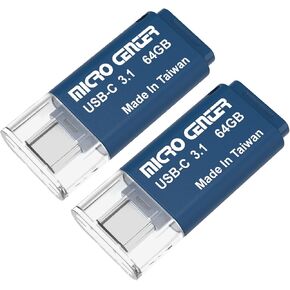 INLAND Micro Center Super Speed ​​2 Pack 64GB Type-C USB 3.0/USB 3.1 Gen 1 محرك فلاش صغير ذاكرة عصا الإبهام