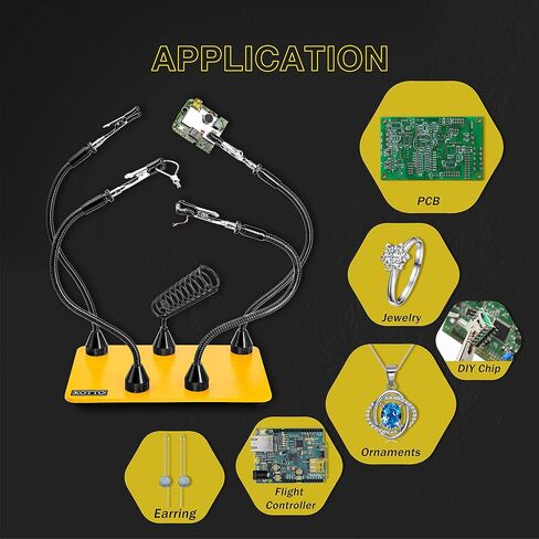 Fstop Labs Third Hand Soldering Tool PCB Holder Four Magnetic Based With Iron Holder, Flexible Metal Arms Helping Hands Crafts Jewelry Hobby Workshop Helping Station Non-Slip Steel Weighted Base in Kuwait