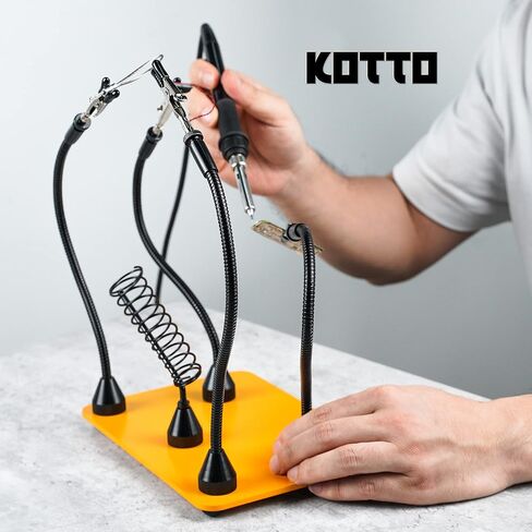 Fstop Labs Third Hand Soldering Tool PCB Holder Four Magnetic Based With Iron Holder, Flexible Metal Arms Helping Hands Crafts Jewelry Hobby Workshop Helping Station Non-Slip Steel Weighted Base in Kuwait