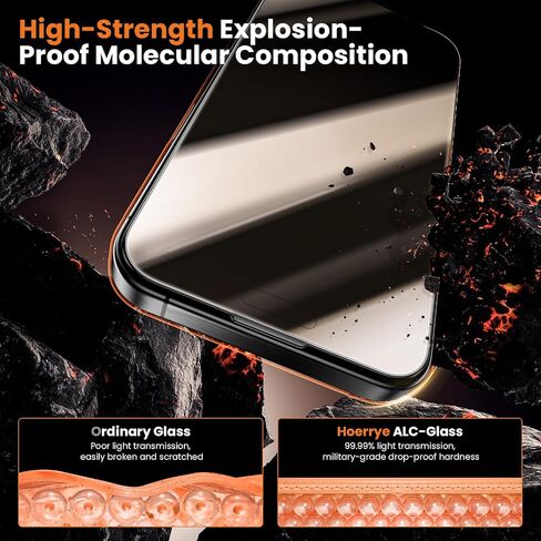 واقي شاشة للخصوصية من Hoerrye لهاتف iPhone 16 Pro Max - مضاد للتجسس 360 درجة في 4 اتجاهات، خالٍ من الفقاعات، إزالة الغبار تلقائيًا، 9H+ شاتيربرو من الدرجة العسكرية، صديق للحافظة، عبوتان in Saudi Arabia