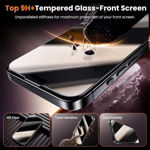 واقي شاشة للخصوصية من Hoerrye لهاتف iPhone 16 Pro Max - مضاد للتجسس 360 درجة في 4 اتجاهات، خالٍ من الفقاعات، إزالة الغبار تلقائيًا، 9H+ شاتيربرو من الدرجة العسكرية، صديق للحافظة، عبوتان in Saudi Arabia