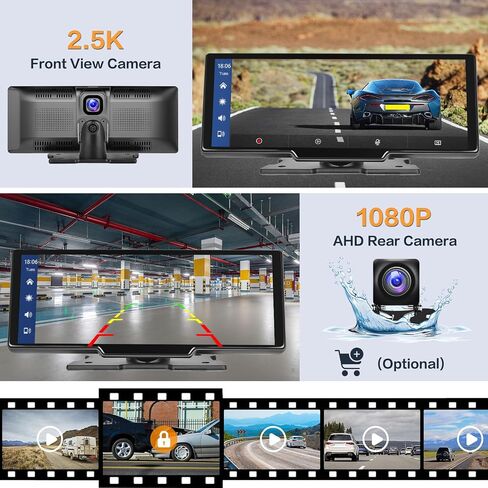 Hikity Wireless Carplay Portable Android Auto Unit with 2.5K Dash Cam, 9.3 Inch Touchscreen Car Screen Display with Bluetooth Airplay Mirror Link Voice Control AUX 64G TF in Saudi Arabia