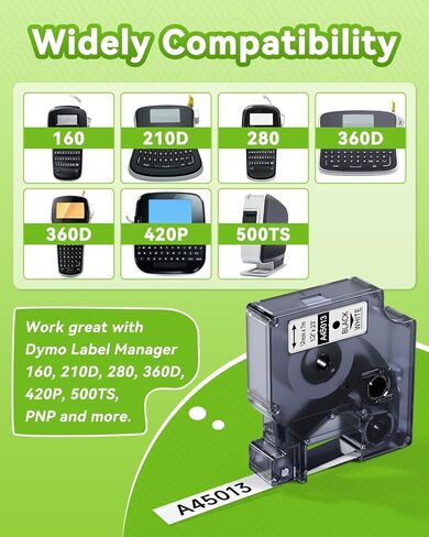 5-Pack Label Maker Tape Compatible DYMO D1 Label Tape 45013 S0720530, Black on White 1/2 Inch x 23Ft Dymo Label Maker Refills D1 for DYMO LabelManager 160 210D 260P 280 360D 420P COLORPOP Label Maker in Kuwait