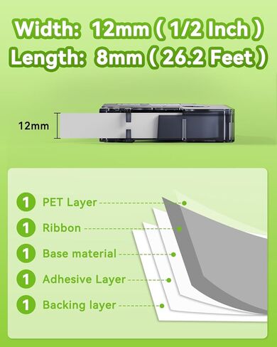5-Pack Label Maker Tape Compatible DYMO D1 Label Tape 45013 S0720530, Black on White 1/2 Inch x 23Ft Dymo Label Maker Refills D1 for DYMO LabelManager 160 210D 260P 280 360D 420P COLORPOP Label Maker in Kuwait