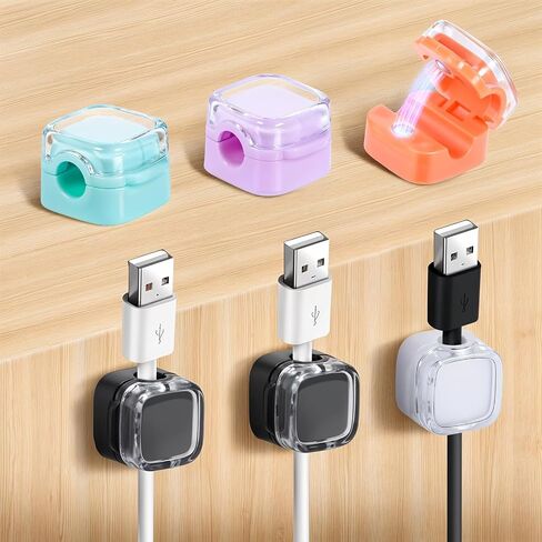 6Pack Magnetic Cable Clips, Adjustable Smooth Cord Holder, Under Desk Cable Management, Adhesive Charger Wire Keeper, Organizer for Home Office Desk Car Wall Phone Desktop Nightstand Computer in Saudi Arabia
