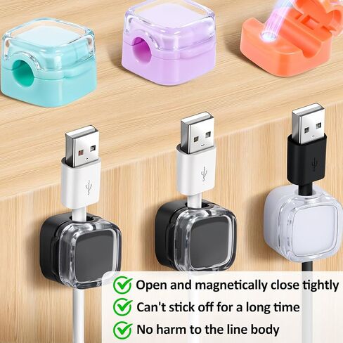 6Pack Magnetic Cable Clips, Adjustable Smooth Cord Holder, Under Desk Cable Management, Adhesive Charger Wire Keeper, Organizer for Home Office Desk Car Wall Phone Desktop Nightstand Computer in Saudi Arabia