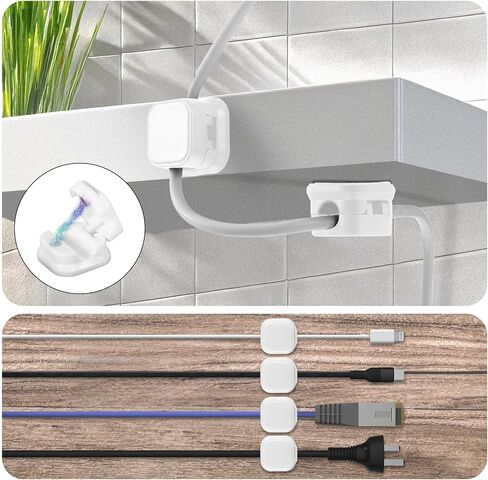 10 Pack Magnetic Cable Clips, Adhesive Cable Cord Management Charger Wire Organizer Keeper USB Charger Cord Holder Organizer for Nightstand Desk Car Table Wall(White) in Saudi Arabia