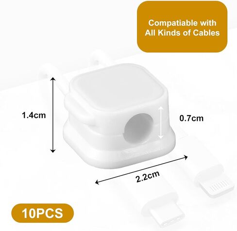 10 Pack Magnetic Cable Clips, Adhesive Cable Cord Management Charger Wire Organizer Keeper USB Charger Cord Holder Organizer for Nightstand Desk Car Table Wall(White) in Saudi Arabia