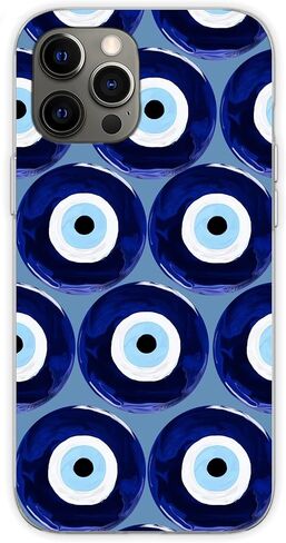 Phone Case Compatible with iPhone 12 Pro Max Evil Eye Amulet Mediterranean Blue Eyes Soft Silicone Shockproof Protective Phone Cover in Saudi Arabia