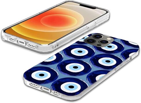 Phone Case Compatible with iPhone 12 Pro Max Evil Eye Amulet Mediterranean Blue Eyes Soft Silicone Shockproof Protective Phone Cover in Saudi Arabia