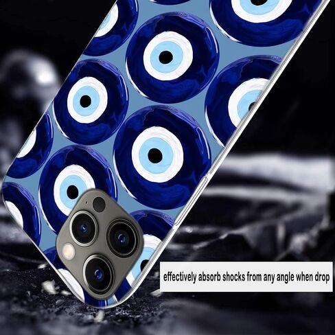 Phone Case Compatible with iPhone 12 Pro Max Evil Eye Amulet Mediterranean Blue Eyes Soft Silicone Shockproof Protective Phone Cover in Saudi Arabia