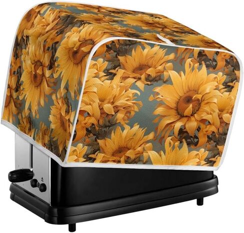 4 Slice Toaster Cover Van Gogh Style Sunflower Plus Size Toaster Dust Cover Oil Painting Flowers Yellow Microwave Oven Cover Dust and Fingerprint Protection in Saudi Arabia