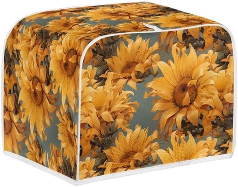 4 Slice Toaster Cover Van Gogh Style Sunflower Plus Size Toaster Dust Cover Oil Painting Flowers Yellow Microwave Oven Cover Dust and Fingerprint Protection in Saudi Arabia