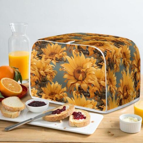 4 Slice Toaster Cover Van Gogh Style Sunflower Plus Size Toaster Dust Cover Oil Painting Flowers Yellow Microwave Oven Cover Dust and Fingerprint Protection in Saudi Arabia