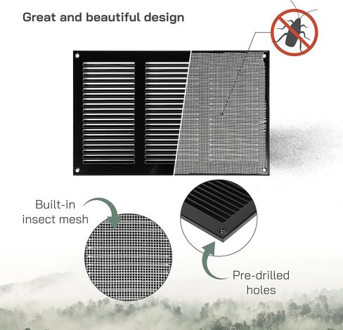 أنظمة التهوية مقاس 30.48 سم × 20.32 سم (الأبعاد الإجمالية) عبوة من قطعتين - أنثراسايت - غطاء قناة تهوية الهواء، شواية إرجاع معدنية مع شاشة حماية مدمجة من الآفات، غطاء قناة تهوية HVAC لتحسين المنزل in Kuwait