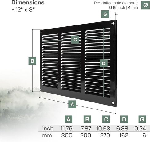أنظمة التهوية مقاس 30.48 سم × 20.32 سم (الأبعاد الإجمالية) عبوة من قطعتين - أنثراسايت - غطاء قناة تهوية الهواء، شواية إرجاع معدنية مع شاشة حماية مدمجة من الآفات، غطاء قناة تهوية HVAC لتحسين المنزل in Kuwait