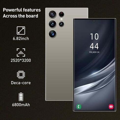 S24U Unlocked Phone,Android 14.0 Cell Phones,8+256GB Smartphone,Support Dual SIM Dual Standby Face Recognition 6800mAh Ultra Long Life Battery.(Grey) in Saudi Arabia