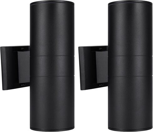 Outdoor Wall Lights 2 Pack, Modern Wall Sconce Fixture, Aluminum Cylinder Patio Light Porch Lights Exterior Wall Mounted, Up and Down Wall Light for House Garage, Matte Black I in Saudi Arabia