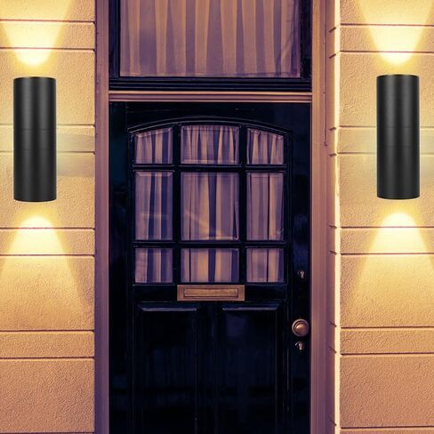 Outdoor Wall Lights 2 Pack, Modern Wall Sconce Fixture, Aluminum Cylinder Patio Light Porch Lights Exterior Wall Mounted, Up and Down Wall Light for House Garage, Matte Black I in Saudi Arabia