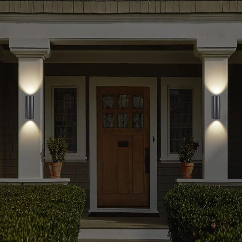 Outdoor Wall Lights 2 Pack, Modern Wall Sconce Fixture, Aluminum Cylinder Patio Light Porch Lights Exterior Wall Mounted, Up and Down Wall Light for House Garage, Matte Black I in Saudi Arabia