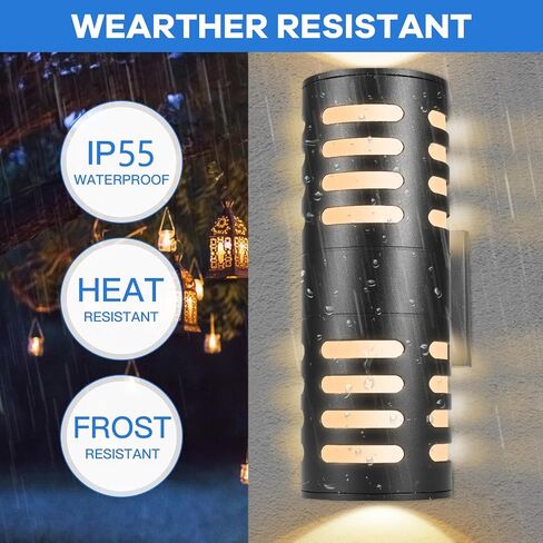 Outdoor Wall Lights 2 Pack, Modern Wall Sconce Fixture, Aluminum Cylinder Patio Light Porch Lights Exterior Wall Mounted, Up and Down Wall Light for House Garage, Matte Black I in Saudi Arabia
