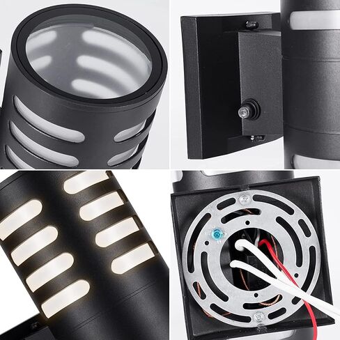 Outdoor Wall Lights 2 Pack, Modern Wall Sconce Fixture, Aluminum Cylinder Patio Light Porch Lights Exterior Wall Mounted, Up and Down Wall Light for House Garage, Matte Black I in Saudi Arabia