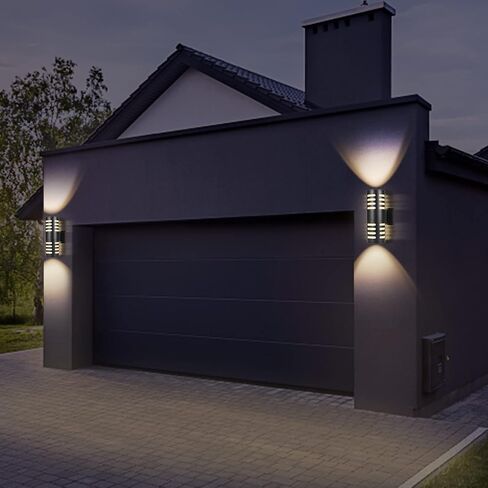 Outdoor Wall Lights 2 Pack, Modern Wall Sconce Fixture, Aluminum Cylinder Patio Light Porch Lights Exterior Wall Mounted, Up and Down Wall Light for House Garage, Matte Black I in Saudi Arabia