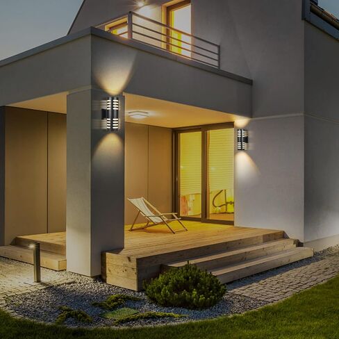 Outdoor Wall Lights 2 Pack, Modern Wall Sconce Fixture, Aluminum Cylinder Patio Light Porch Lights Exterior Wall Mounted, Up and Down Wall Light for House Garage, Matte Black I in Saudi Arabia