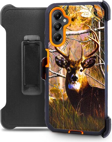 Compatible for Samsung Galaxy A05s 2023 Phone Case, Shockproof Heavy Duty Armor Case Cover with Belt Clip Holster, Built in Screen Protector (Deer) in Kuwait