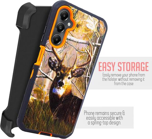 Compatible for Samsung Galaxy A05s 2023 Phone Case, Shockproof Heavy Duty Armor Case Cover with Belt Clip Holster, Built in Screen Protector (Deer) in Kuwait