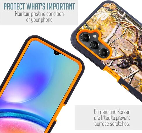 Compatible for Samsung Galaxy A05s 2023 Phone Case, Shockproof Heavy Duty Armor Case Cover with Belt Clip Holster, Built in Screen Protector (Deer) in Kuwait